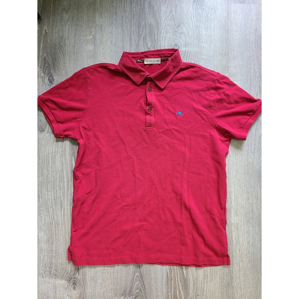 Etro Italy Sz XL Red Polo Shirt Fitted Elevated Basics Quiet Luxury Business